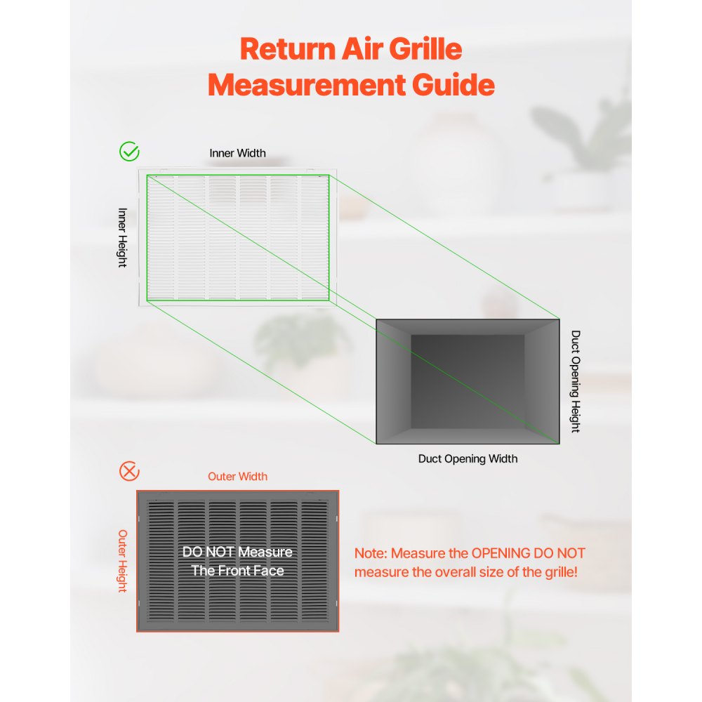 VEVOR Ventilatierooster 83x57,2x4 cm, Geschikt voor inbouwopening van 75,5x50,5 cm, Filter NIET inbegrepen, Afvoerluchtrooster voor de muur, Retourluchtrooster van staal
