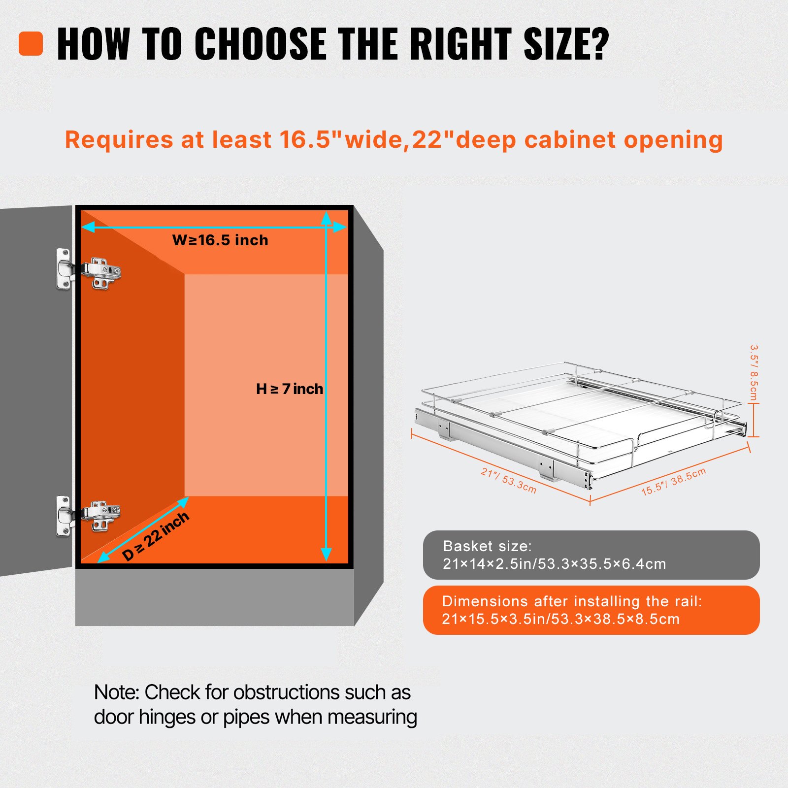 VEVOR Uitschuifbaar kruidenrek (355x533x64 mm) Gootsteenkastplank Keukenkast, Schuiflade Gootsteen Kruidenrek Kastorganizer Onderkastplank 415x563x185 mm (Installatiemaat)