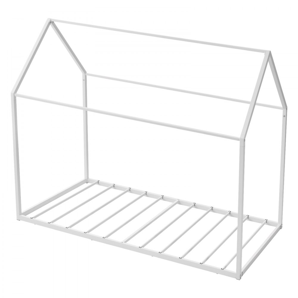 VEVOR House Bedframe Twin Size Metalen Vloerbedframe met Dak Wit