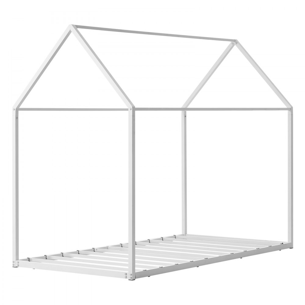 VEVOR House Bedframe Twin Size Metalen Vloerbedframe met Dak Wit