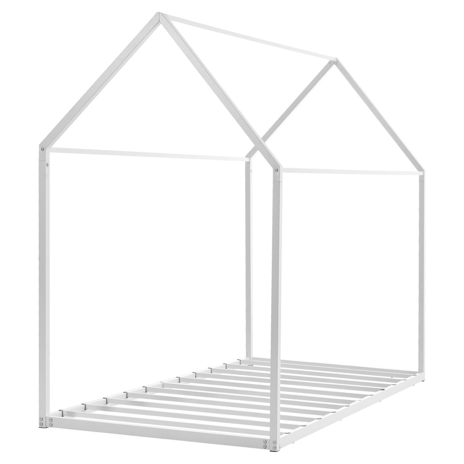 VEVOR House Bedframe Twin Size Metalen Vloerbedframe met Dak Wit