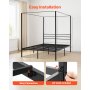 VEVOR Queen Size Canopy Bed Frame, Metal Canopy Bed with Four Posters Design, Heavy Duty Steel Slats Support, Underbed Storage Space, No Box Spring Needed, Easy Assembly, Black