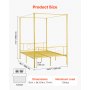 VEVOR hemelbedframe (volledige maat), metalen hemelbed met minimalistisch hoofdeinde en hemelbedontwerp, stevige stalen lattenbodem (rond), opbergruimte onder het bed, geen boxspring vereist, goud