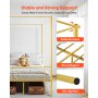 VEVOR hemelbedframe (volledige maat), metalen hemelbed met minimalistisch hoofdeinde en hemelbedontwerp, stevige stalen lattenbodem (rond), opbergruimte onder het bed, geen boxspring vereist, goud