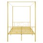 VEVOR Full Size Canopy Bed Frame, Metal Canopy Bed with Minimalist Headboard & Four Posters Design, Heavy Duty Steel Slats Support, Underbed Storage Space, No Box Spring Needed, Easy Assembly, Gold