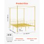 VEVOR Queen Size Canopy Bed Frame, Metal Canopy Bed with Minimalist Headboard & Four Posters Design, Heavy Duty Steel Slats Support, Underbed Storage Space, No Box Spring Needed, Easy Assembly, Gold