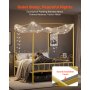VEVOR Queen Size Canopy Bed Frame, Metal Canopy Bed with Minimalist Headboard & Four Posters Design, Heavy Duty Steel Slats Support, Underbed Storage Space, No Box Spring Needed, Easy Assembly, Gold