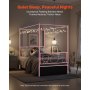 VEVOR Twin Size Canopy Bed Frame, Metal Canopy Bed with Minimalist Headboard & Four Posters Design, Heavy Duty Steel Slats Support, Underbed Storage Space, No Box Spring Needed, Easy Assembly, Pink