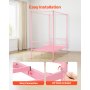 VEVOR Twin Size Canopy Bed Frame, Metal Canopy Bed with Minimalist Headboard & Four Posters Design, Heavy Duty Steel Slats Support, Underbed Storage Space, No Box Spring Needed, Easy Assembly, Pink