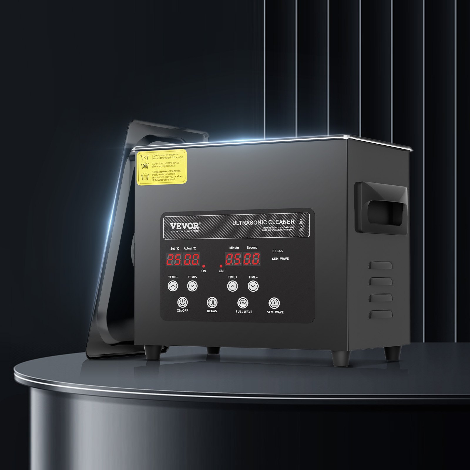 VEVOR 3 L ultrasone reiniger 120 W digitaal ultrasoon reinigingsapparaat met zachte modus en verbeterde ontgassing, 40 kHz industriële sieradenreiniger met verwarming en timer, voor brillen en horloges, zwart