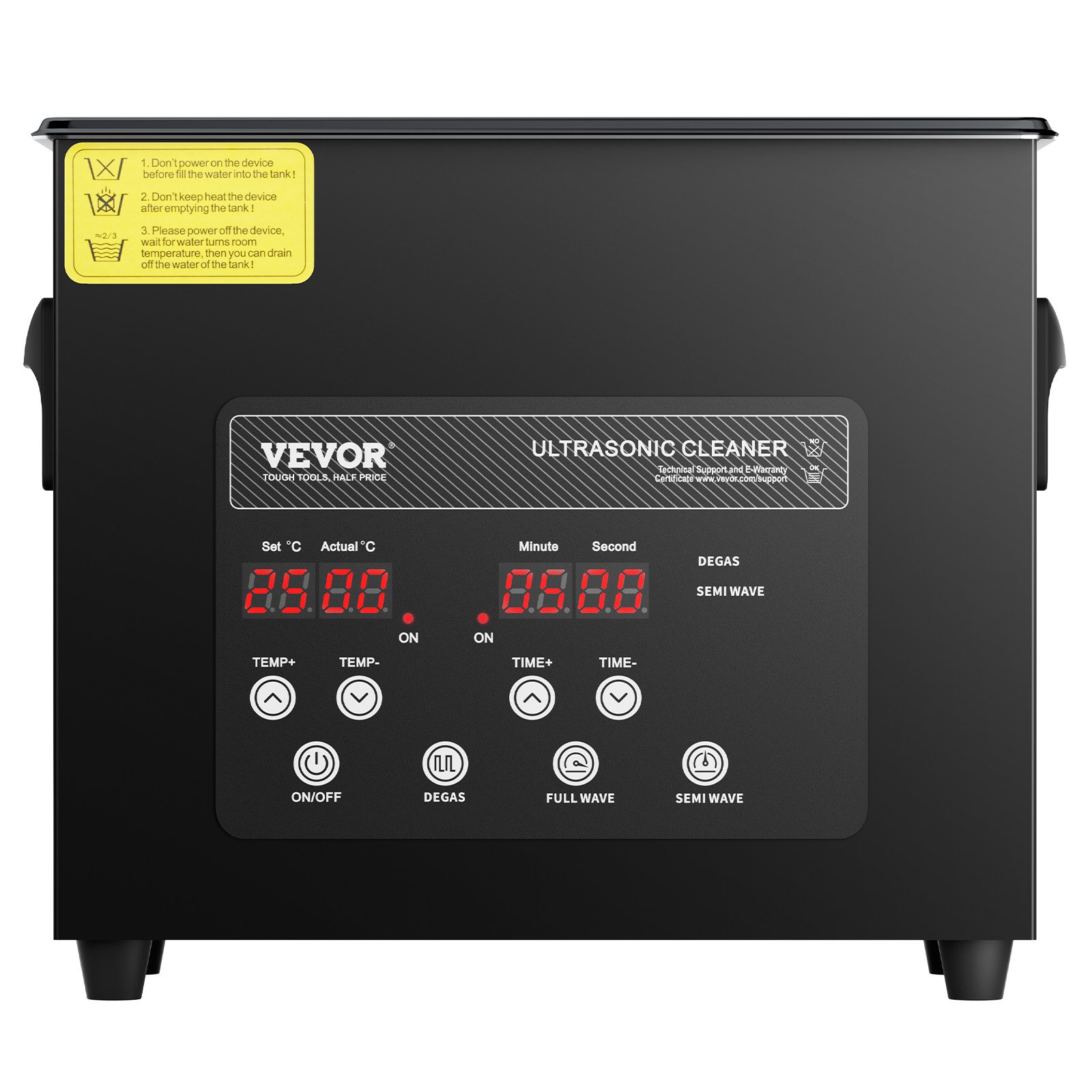 VEVOR 3 L ultrasone reiniger 120 W digitaal ultrasoon reinigingsapparaat met zachte modus en verbeterde ontgassing, 40 kHz industriële sieradenreiniger met verwarming en timer, voor brillen en horloges, zwart