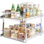 VEVOR 2 Tier 16"W x 21"D Pull Out Closet Organizer, Heavy Duty Pull Out Pantry Shelves, Chrome Plated Steel Pull Out Drawers, Indoor Sliding Drawer Storage