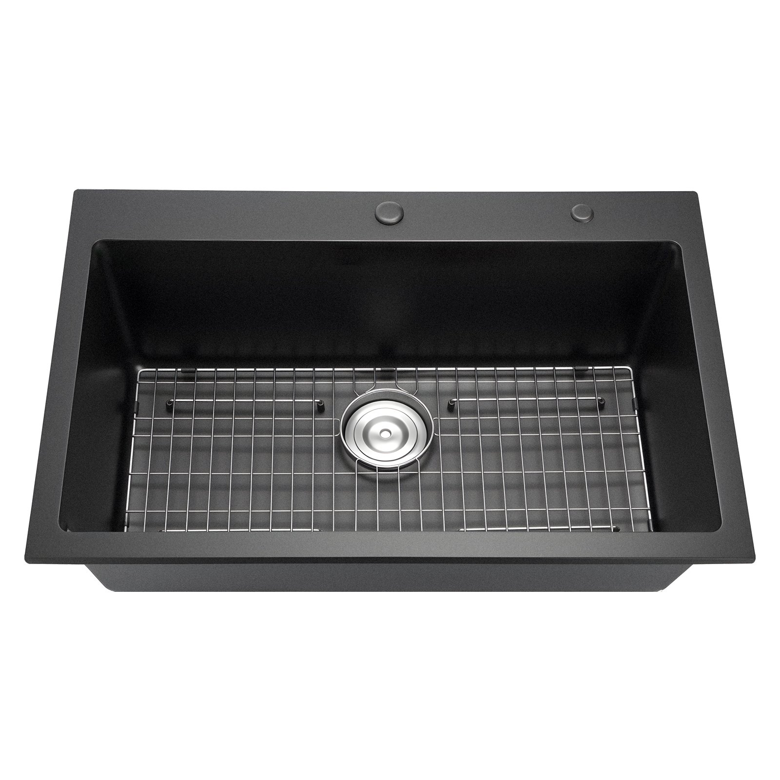 VEVOR 84 cm Kitchen Sink Workstation, Top Mount Granite Sinks, Drop-In Single Bowl Farmhouse Basin with Multiple Accessories, Household Dishwasher Sinks for RV, Prep Kitchen, and Bar (Black)