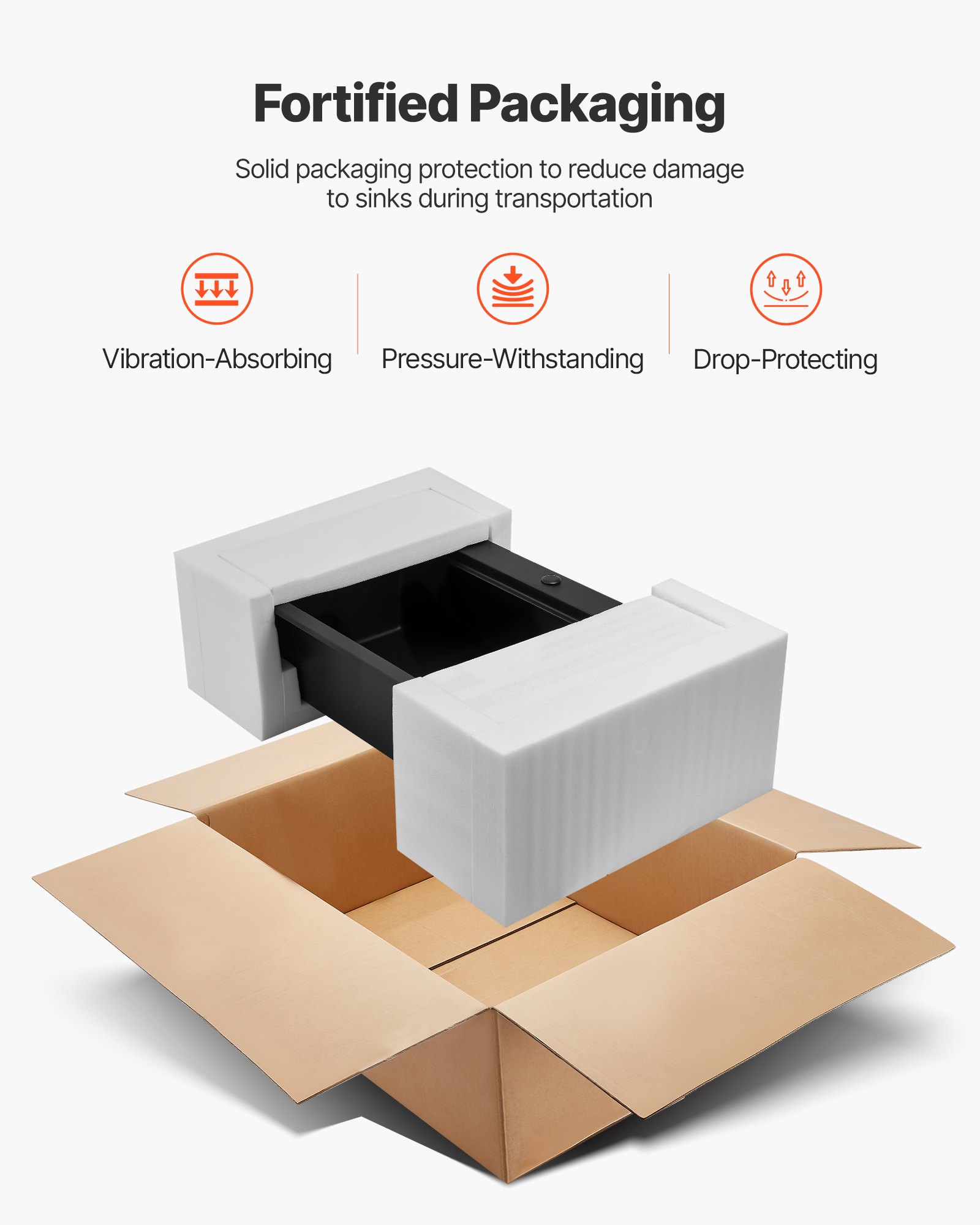 VEVOR Granieten Keuken Spoelbak (84 x 56 x 25 cm) voor Opbouwmontage, Inbouw Spoelbak in Landelijke Stijl met Accessoires, Huishoudelijke Spoelbak voor Campers, Voorbereidingskeukens, Bars, Zwart