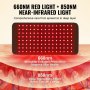 VEVOR Red Light Therapy Mat, 120 Pieces 3-Chip LED Light Therapy Pad, 660nm Red Light & 850nm Infrared Light for Back, Shoulder, and Neck Pain Relief, Skin Health, Wound Healing, 410 x 200 mm