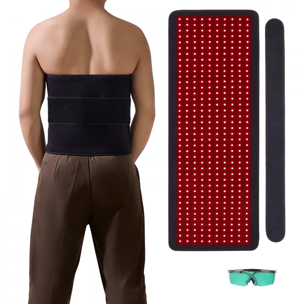 VEVOR Roodlichttherapiemat, 400 stuks 3-chip LED-lichttherapiemat met controller, 10 Hz puls, 5-30 min timer, 660 nm rood en 850 nm nabij-infrarood lichttherapiedeken voor pijnverlichting en huidgezondheid