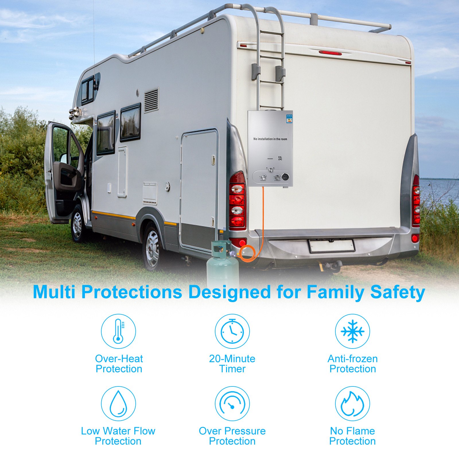 24KW Boiler 12L LPG Propaan Tankless Instant Boiler Douchekop