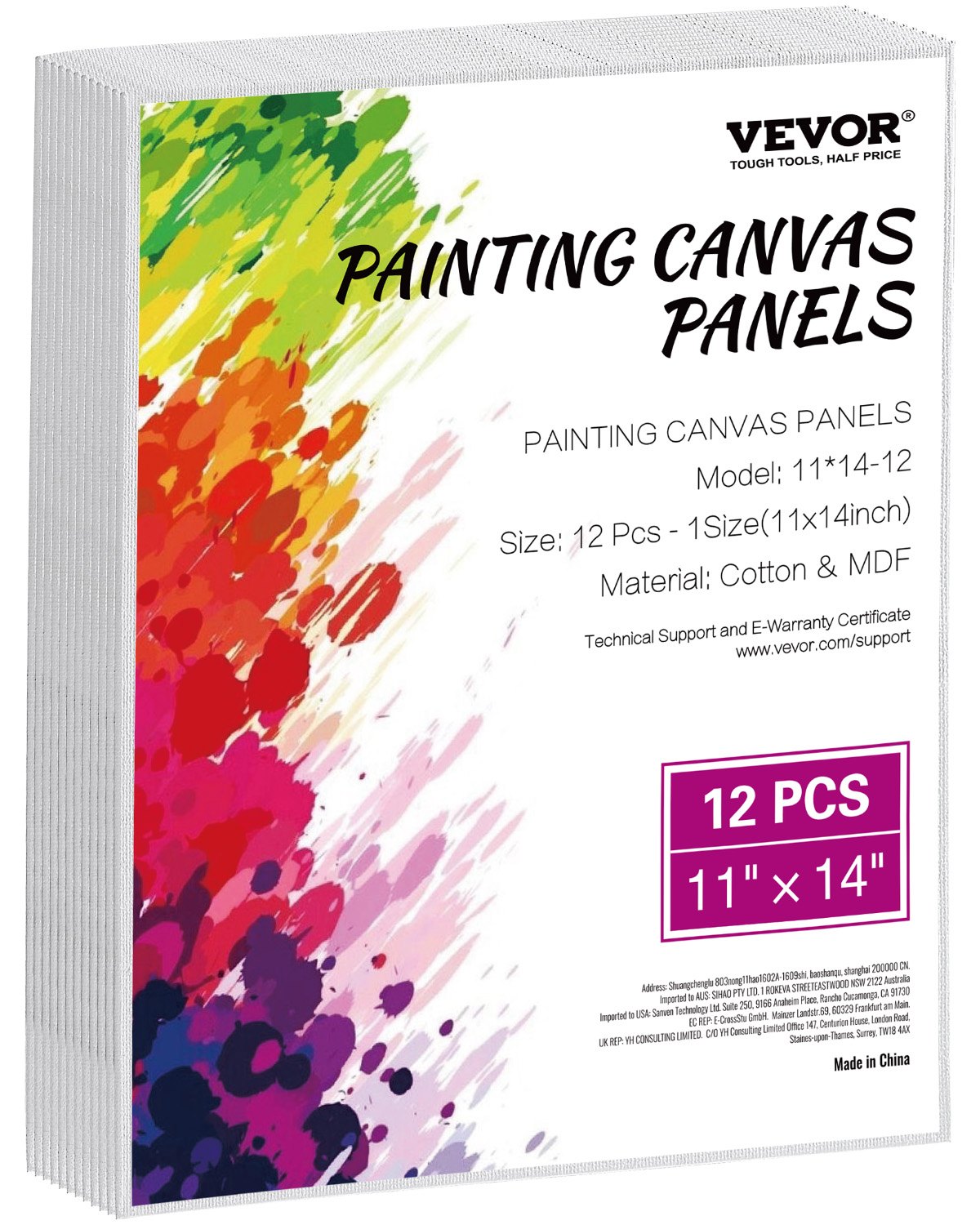 VEVOR Canvasborden (280 x 355 mm) voor schilderen, set van 60 katoenen canvassen, schildercanvasborden voor schetsen, acryl- en olieverfschilderen, aquarelschildercanvas voor professionals en beginners, wit