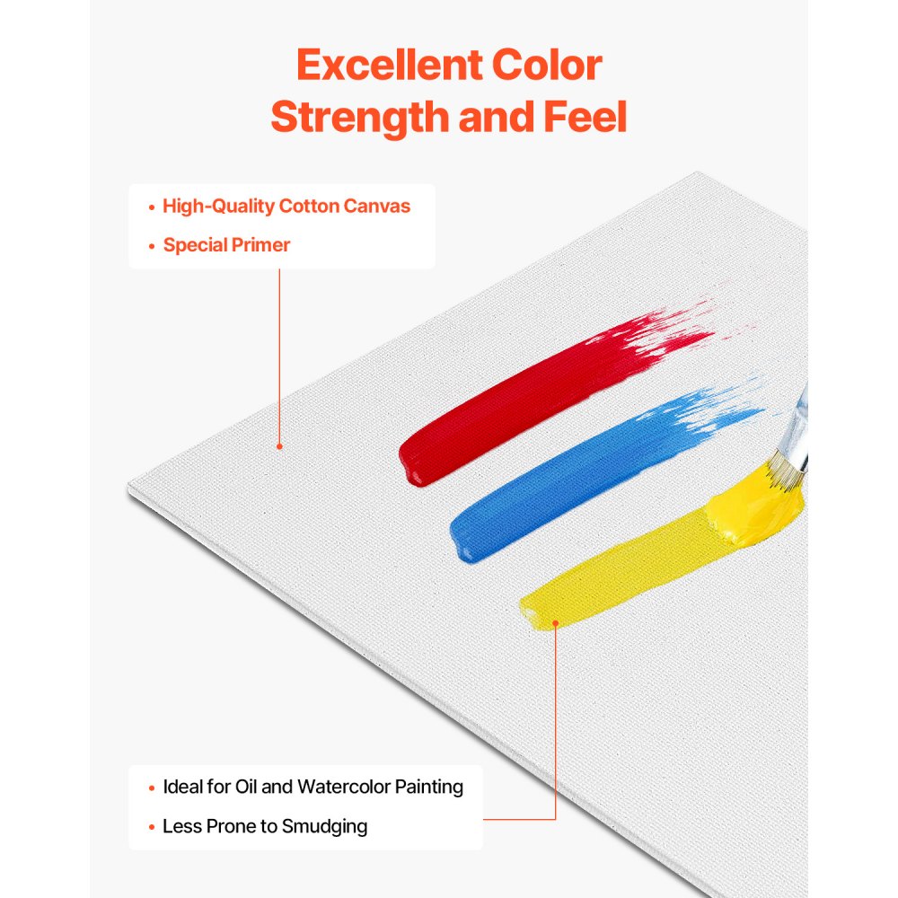 VEVOR Canvas Boards for Painting, 32 Pack White Painting Canvases Set - 5x7, 8x10, 9x12, 11x14 Painting Canvas Panels for Acrylic and Oil Painting, Watercolor, Paint Canvas for Kids and Professionals