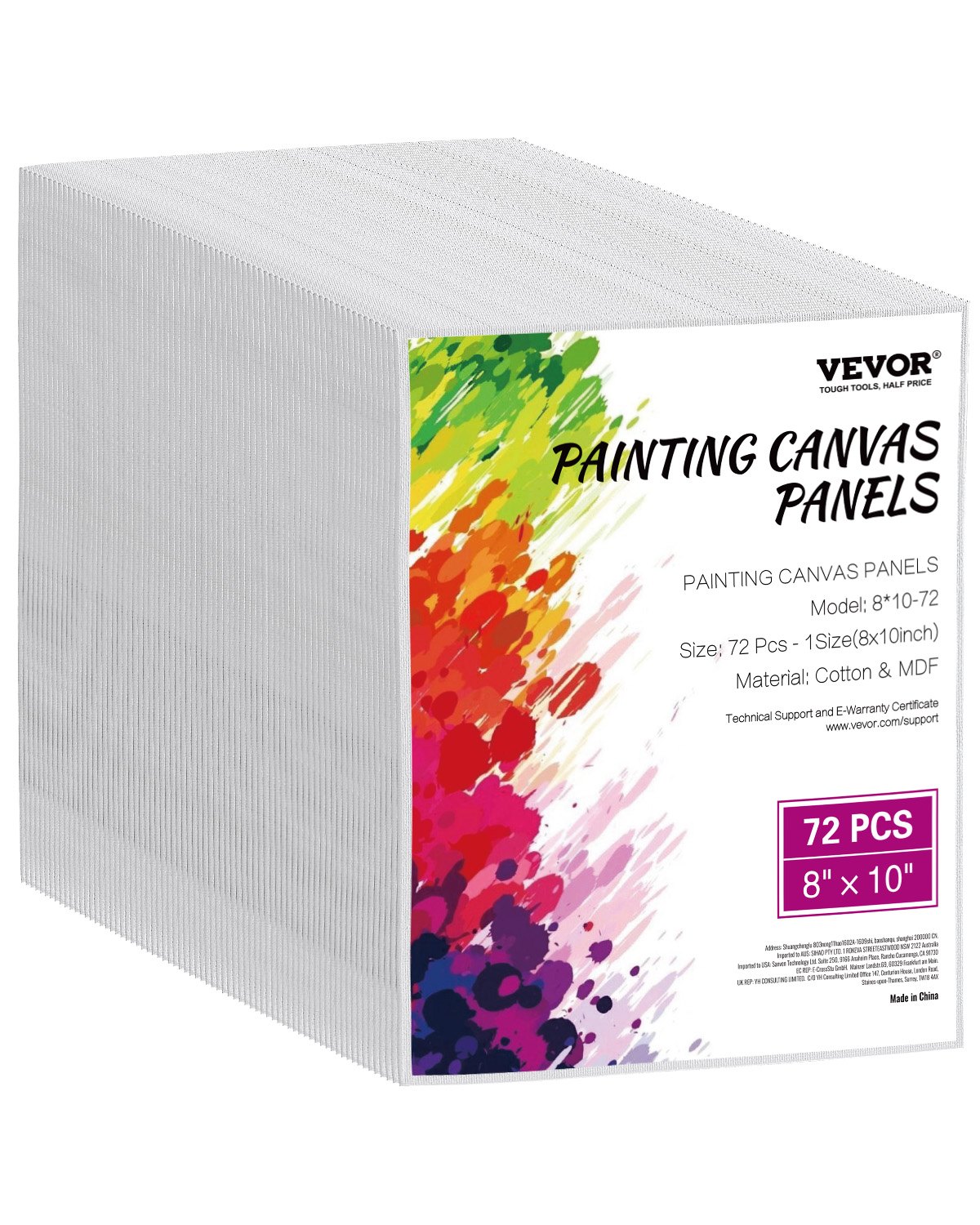 VEVOR Canvasborden (203 x 254 mm) voor schilderen, canvasset van 72 stuks van katoen, schildercanvasborden voor schetsen, acryl- en olieverfschilderen, aquarelschildercanvas voor professionals, beginners, wit