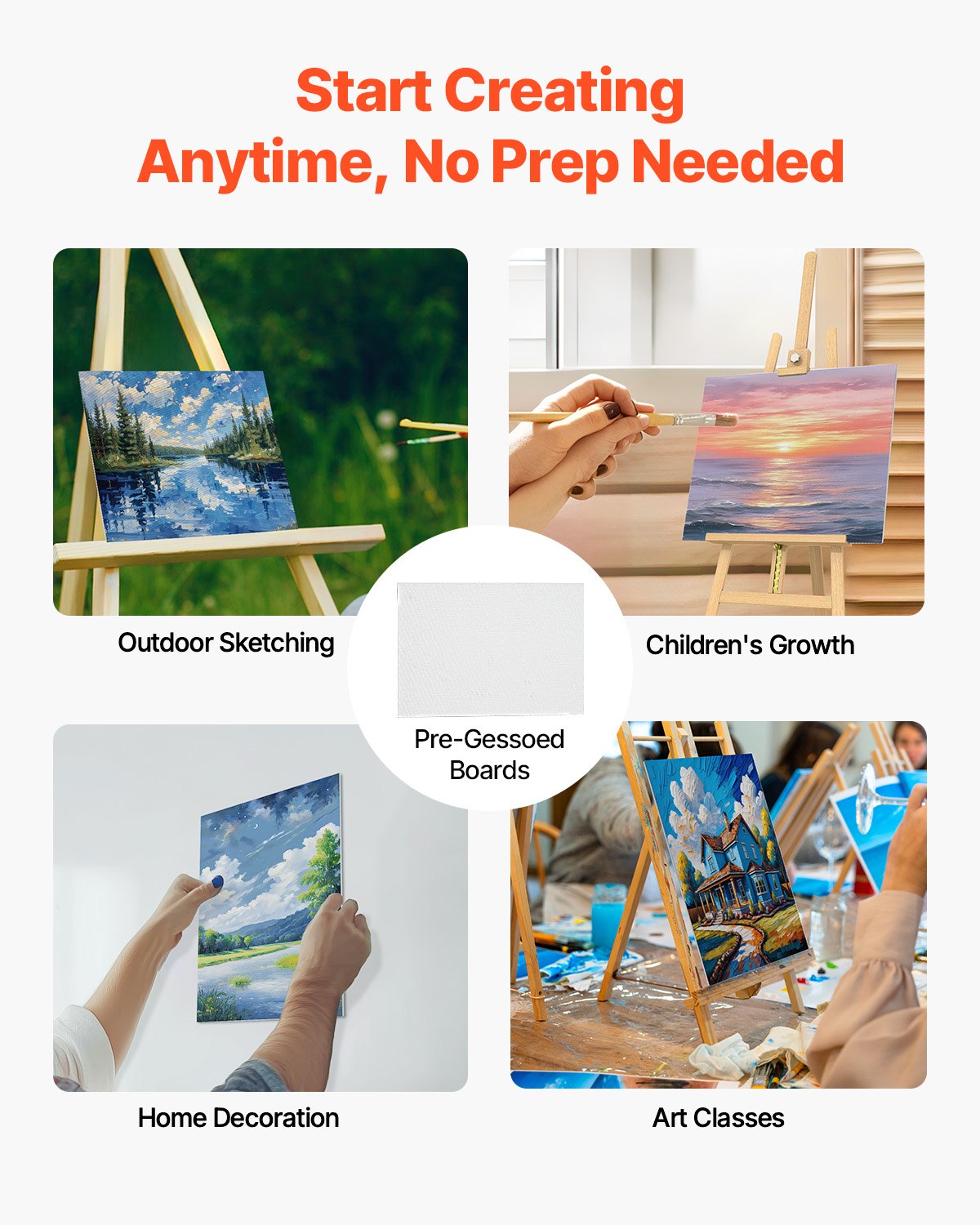 VEVOR Canvas Boards for Painting, 9 x 12 Inch White Canvases for Painting, 24 Pack Painting Canvas Panels for Sketching, Acrylic and Oil Painting, Watercolor, Paint Canvas for Kids and Professionals