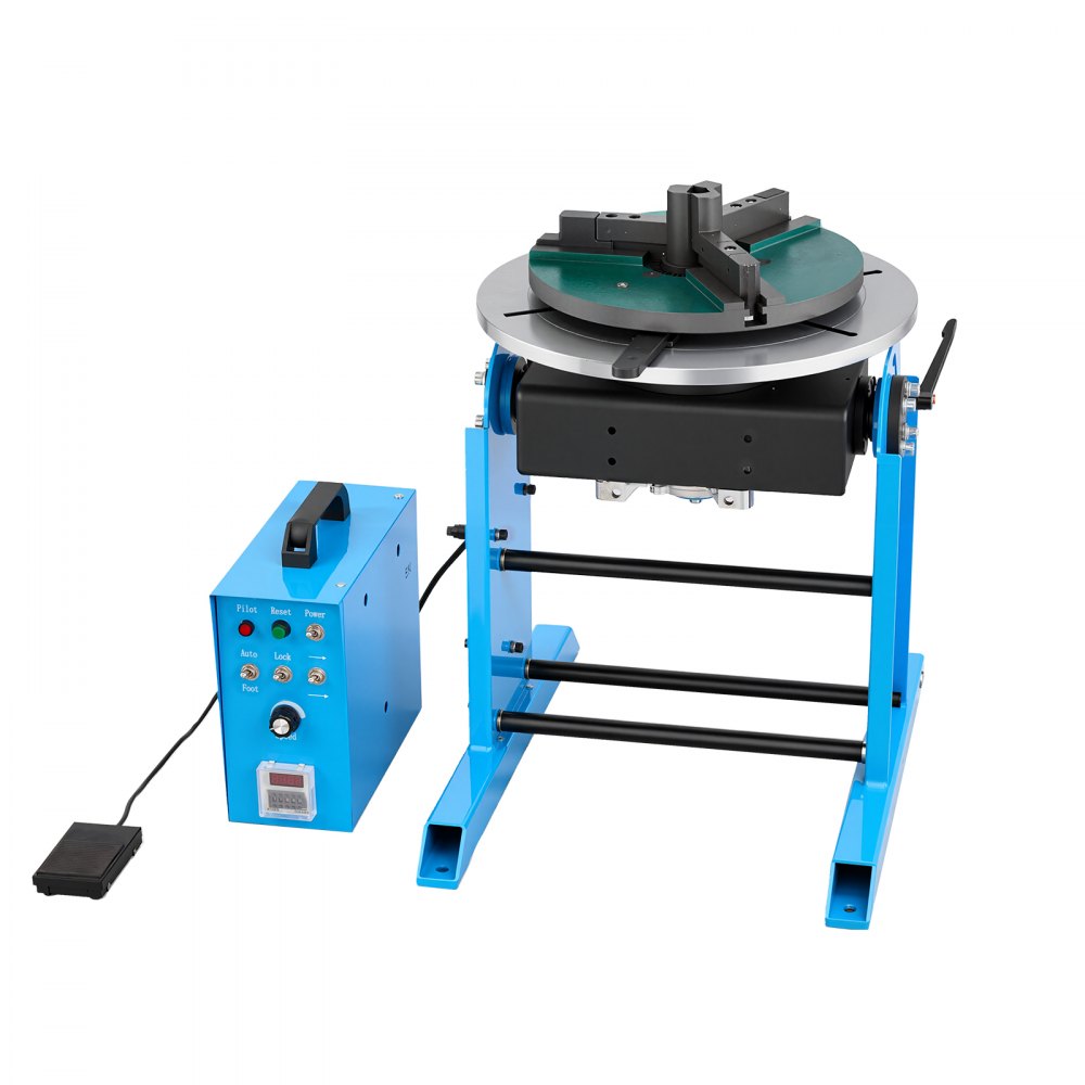 VEVOR Rotary Welding Positioner, 441 lbs Load Capacity, -45° to 90° Tilt Angle Welding Positioner Turntable Table, 0.5-5 RPM Speed Control, Electric and Foot Pedal, for Cutting, Grinding, Assembly