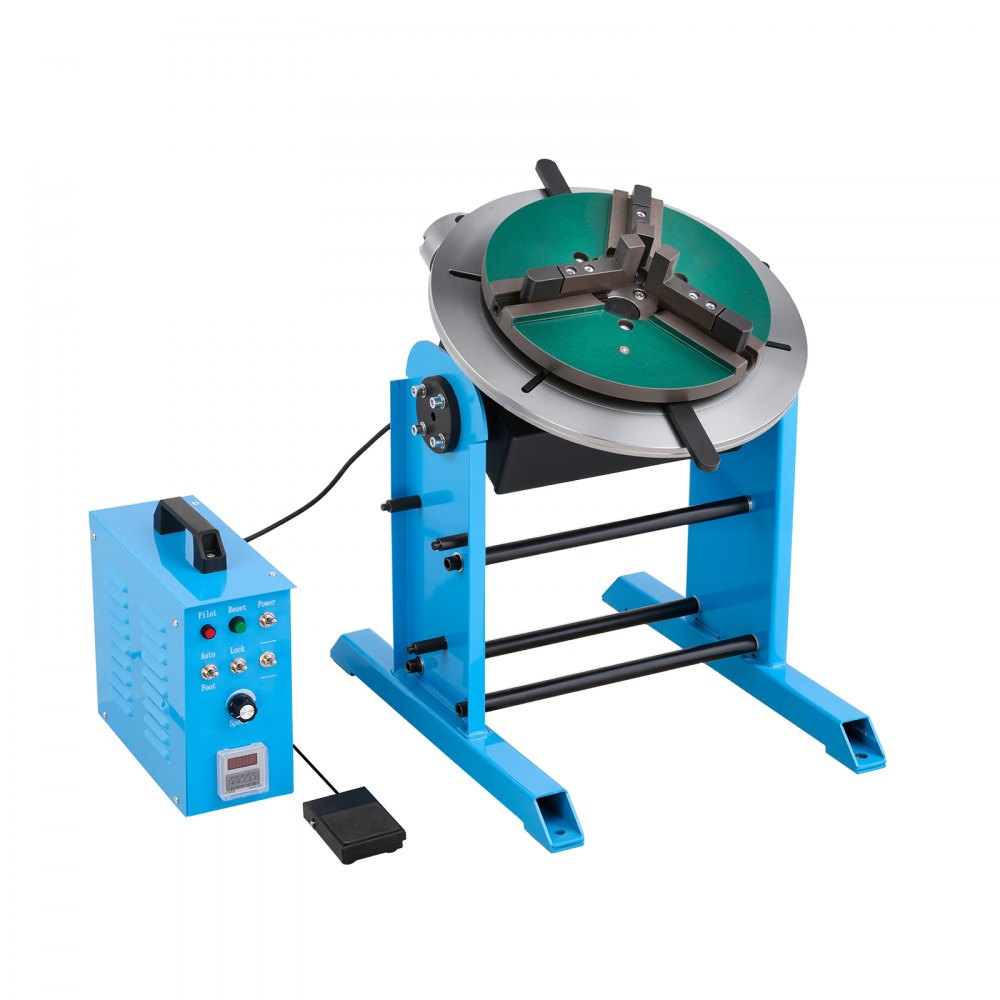 VEVOR Rotary Welding Positioner, 441 lbs Load Capacity, -45° to 90° Tilt Angle Welding Positioner Turntable Table, 0.5-5 RPM Speed Control, Electric and Foot Pedal, for Cutting, Grinding, Assembly