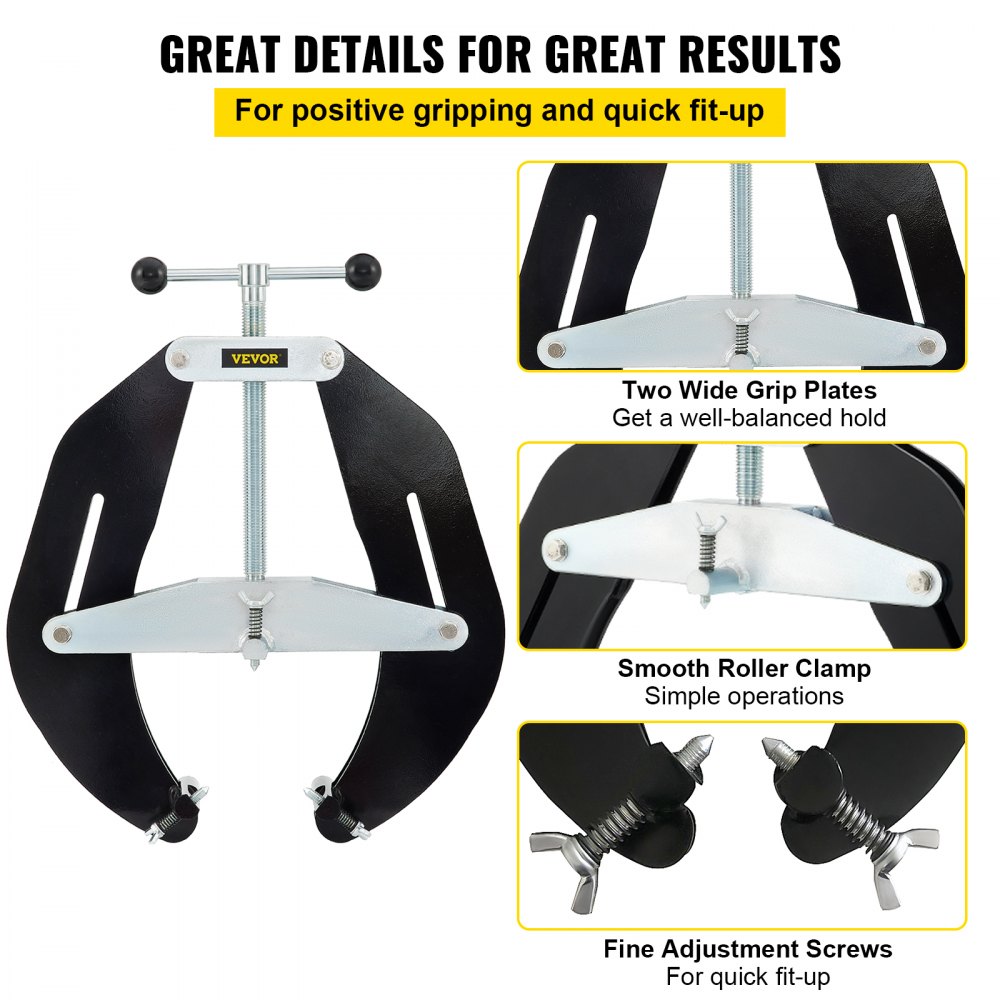 VEVOR Ultra Clamp, 5 to 12 In Diameter, High Strength Pipe Clamp with Quick Acting Screws, Steel Pipe Alignment Tool with Lightweight Design, Black