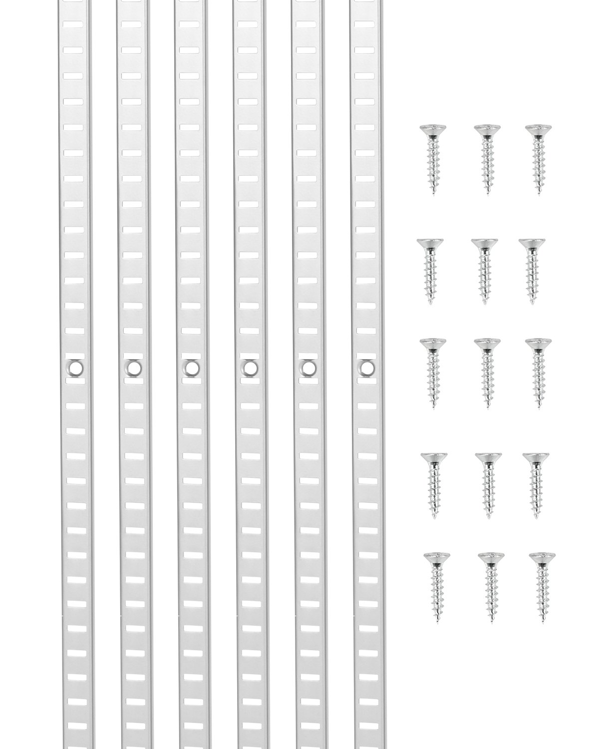 VEVOR plankdragers, 1846 mm, verpakking van 20 stuks, verstelbare plankdragers, insteekbare dragerstrips met 140 schroeven, geschikt voor wandplankensystemen en kastorganisatie.