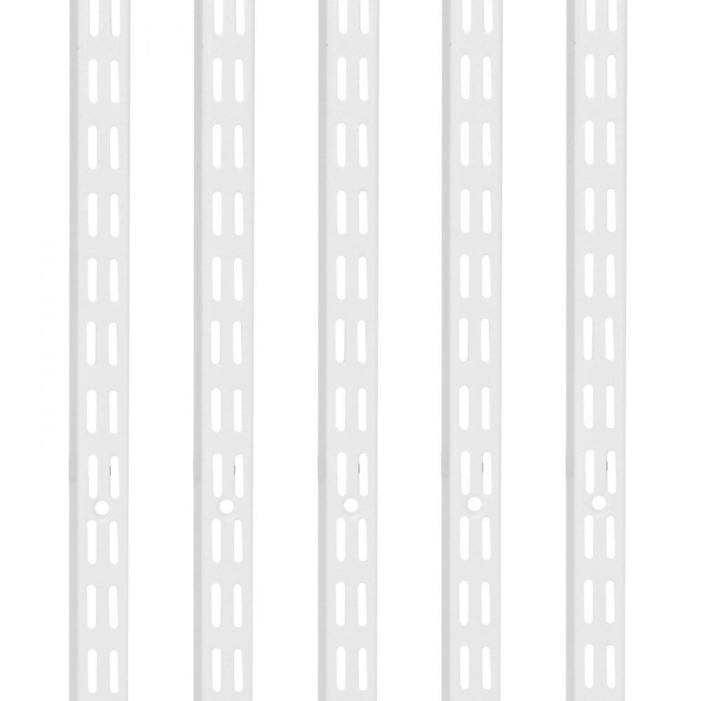 VEVOR Shelf Pilaster, 60-inch 5 Pack, Dual Track Upright Wall Shelving System, Heavy Duty Support System Twin Slot Shelf Rails, 25 Screws, Suitable for Cabinet Closet Organization Storage, Silver