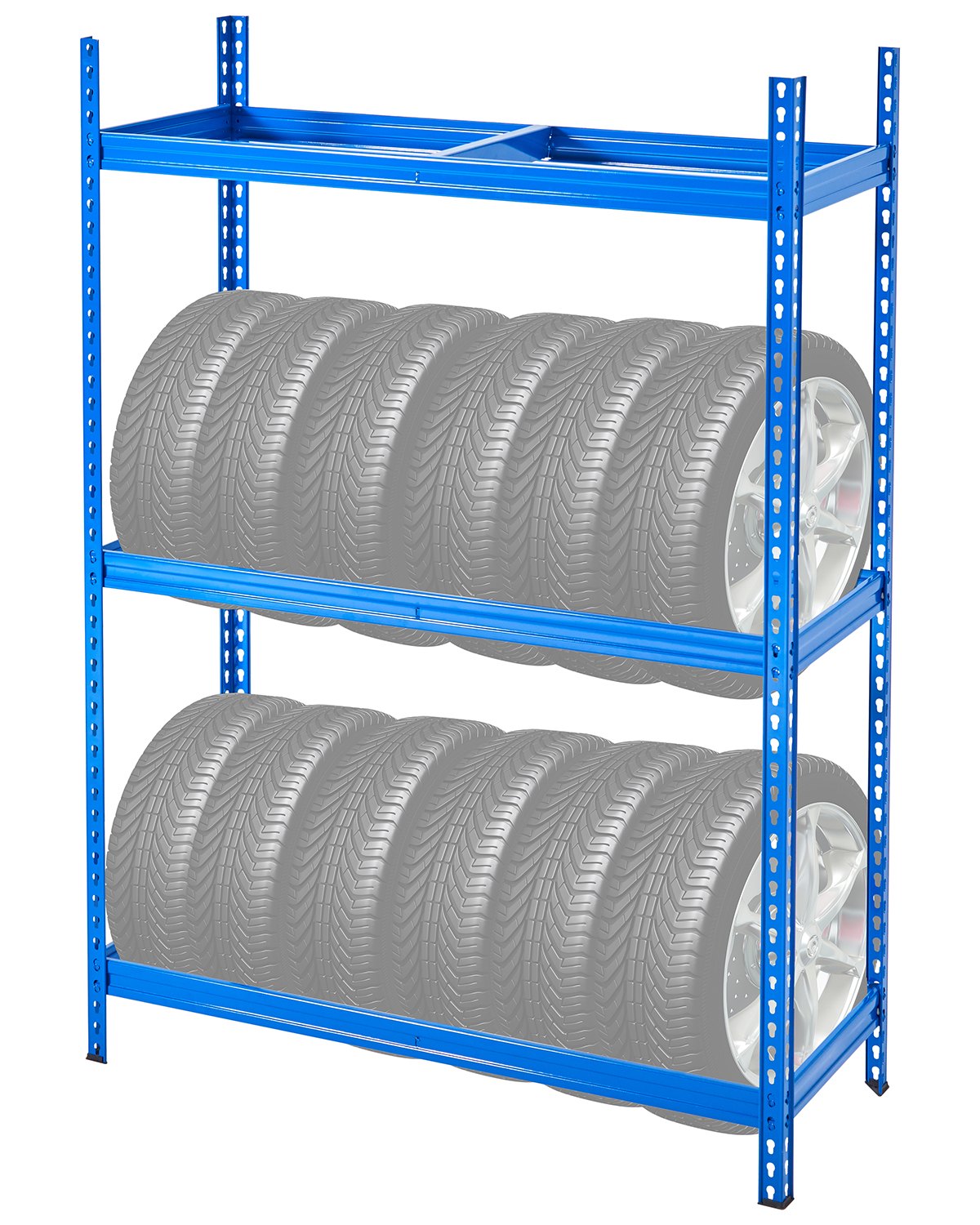 VEVOR Tire Storage Rack, 2-Shelf Tire Holder Holds up to 12 Standard Tires, SPCC-SD Heavy Duty Metal Tire Carrier Stand with Adjustable Spacing for Garage Workshop, 330LBS Loading Capacity