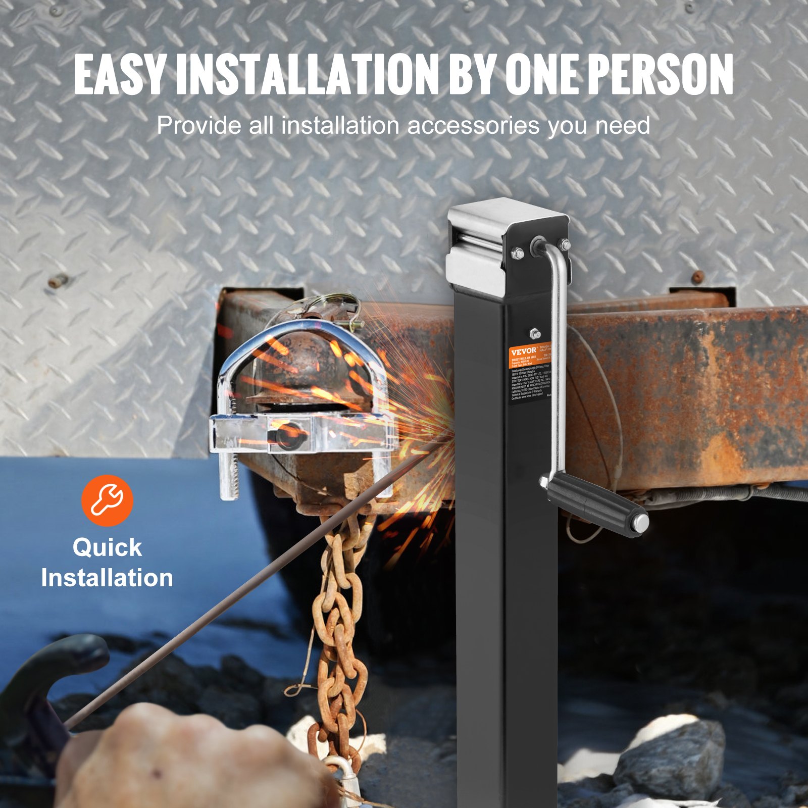 VEVOR Trailer Jack Welded-on Trailer Tongue Jack 8000lb Weight Height Adjustable