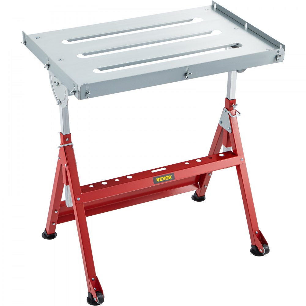 Mophorn Welding Table 915 x 610 mm Steel Welding Table Three 28mm Slots Welding Bench Table Adjustable Angle & Height Portable Table, Casters, Retractable Guide Rails, Eccentric Leveling Foot