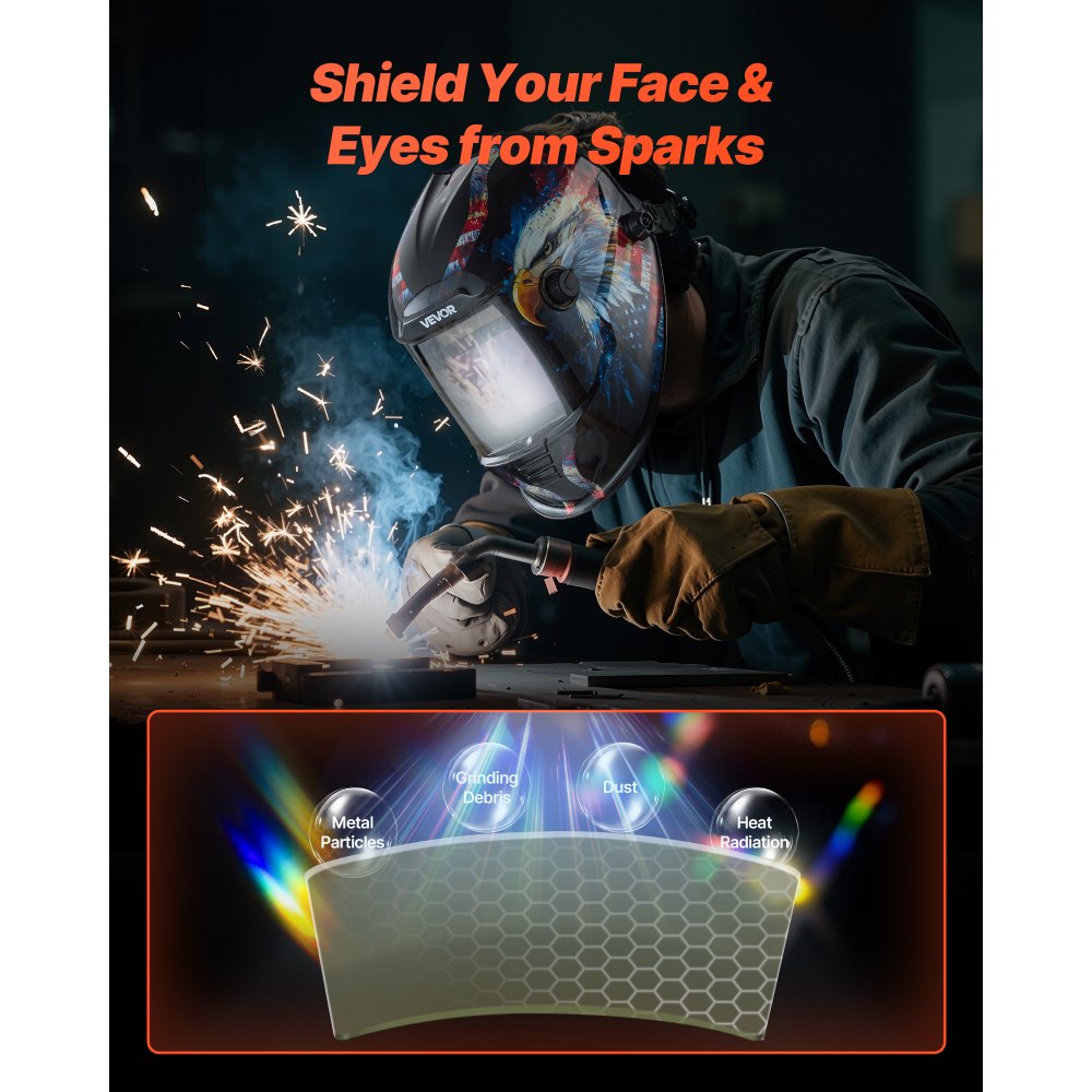 VEVOR lashelmlens, 20 stuks, 121x118 mm vervangende lasschildlens, filterbeschermhoezen, compatibel met VEVOR CRIUS/METIS-serie automatisch verduisterende lashelmen