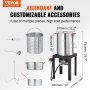 VEVOR Kalkoenfriteuse, 30-Quart kalkoen- en 10-Quart visstoomset, aluminium frituurpan voor buiten, propaangasketel met 54.000 BTU-brander, inclusief manden, geperforeerd gevogelterek