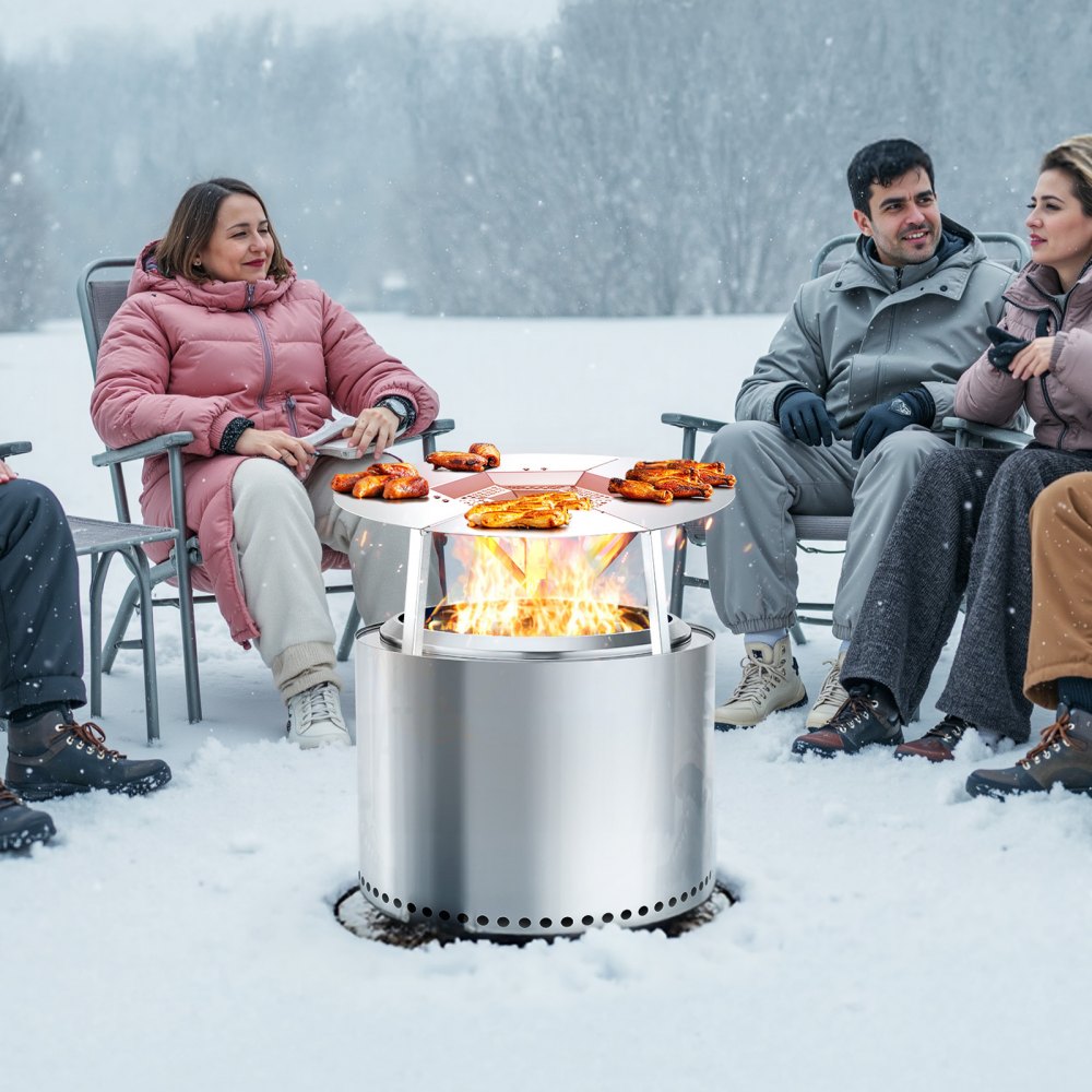 VEVOR Fire Pit Heat Deflector for Solo Stove Yukon, 508 mm Bonfire Heat Warden Round for Wood Burning Fire Pit, 304 Stainless Steel Heat Diffuser, Detachable Burner Cover Camping Accessories