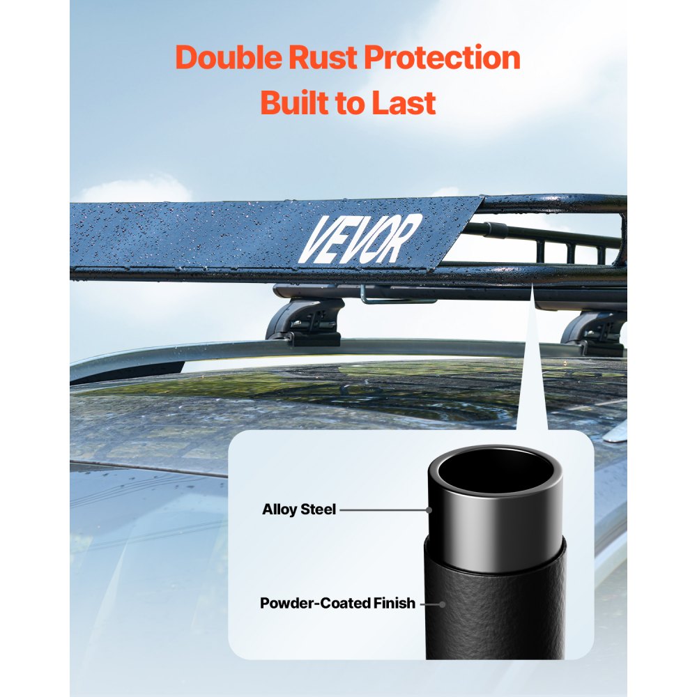 VEVOR Roof Rack Basket, 84 x 39 x 4.1 in, Universal Rooftop Cargo Carrier with 7.9 x 3.9 x 10.2 in Cargo Bag, Net, Ratchet Straps, 250 lbs Max Load Capacity Car Top Luggage Holder, for SUV Truck Car