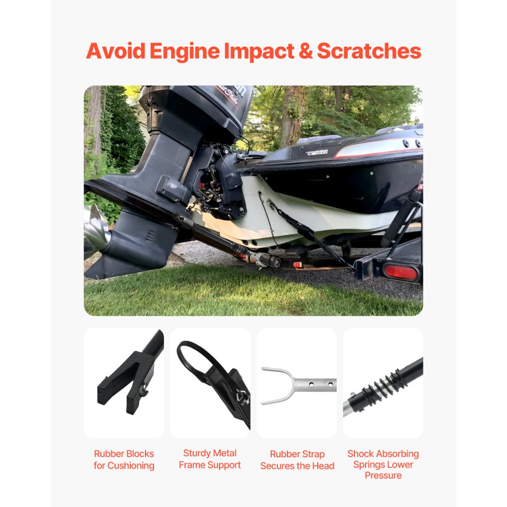 VEVOR Transom Saver, 19.8-30.7 in, Adjustable Boat Transom Saver with Heavy-Duty Head Corrosion-Resistant Easy-to-Install Transom Savers for Less Than 150 HP Outboard Motor , Fit for Roller & Trailer