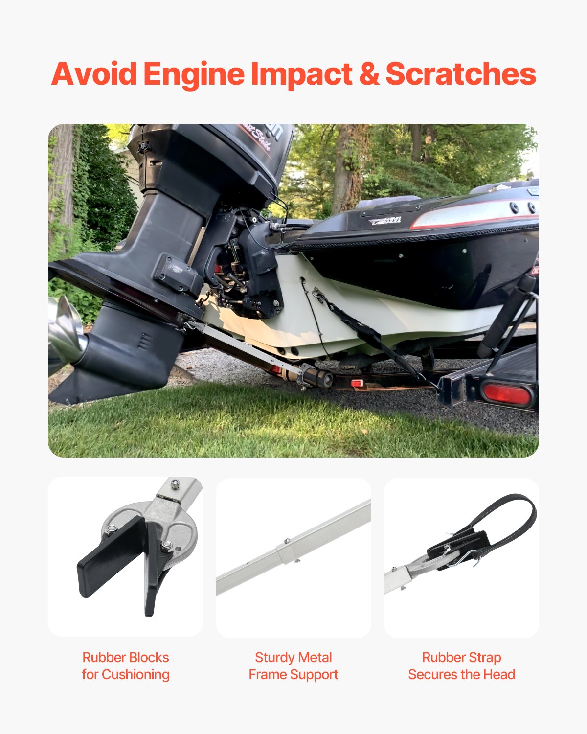 VEVOR Transom Saver, 23-35 in, Adjustable Boat Transom Saver with Composite Head, Corrosion-Resistant Easy-to-Install Transom Savers for Less Than 100 HP Outboard Motor , Fit for Roller & Trailer