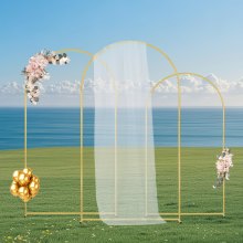 VEVOR Set van 3 huwelijksbogen metalen huwelijksboog bloemen ballonframe decoratie goud