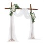 VEVOR Artificial Wedding Arch Flowers Kit, White Wedding Arch Flowers with Drapes Kit (Pack of 3) - 2 Pcs Floral Arrangement, 1 Pcs Sheer Drapes, for Ceremony Bouquets Reception Backdrop Decoration