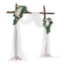 VEVOR Artificial Wedding Arch Flowers Kit, White Wedding Arch Flowers with Drapes Kit (Pack of 4) - 2 Pcs Floral Arrangement, 2 Pcs Sheer Drapes, for Ceremony Bouquets Reception Backdrop Decoration