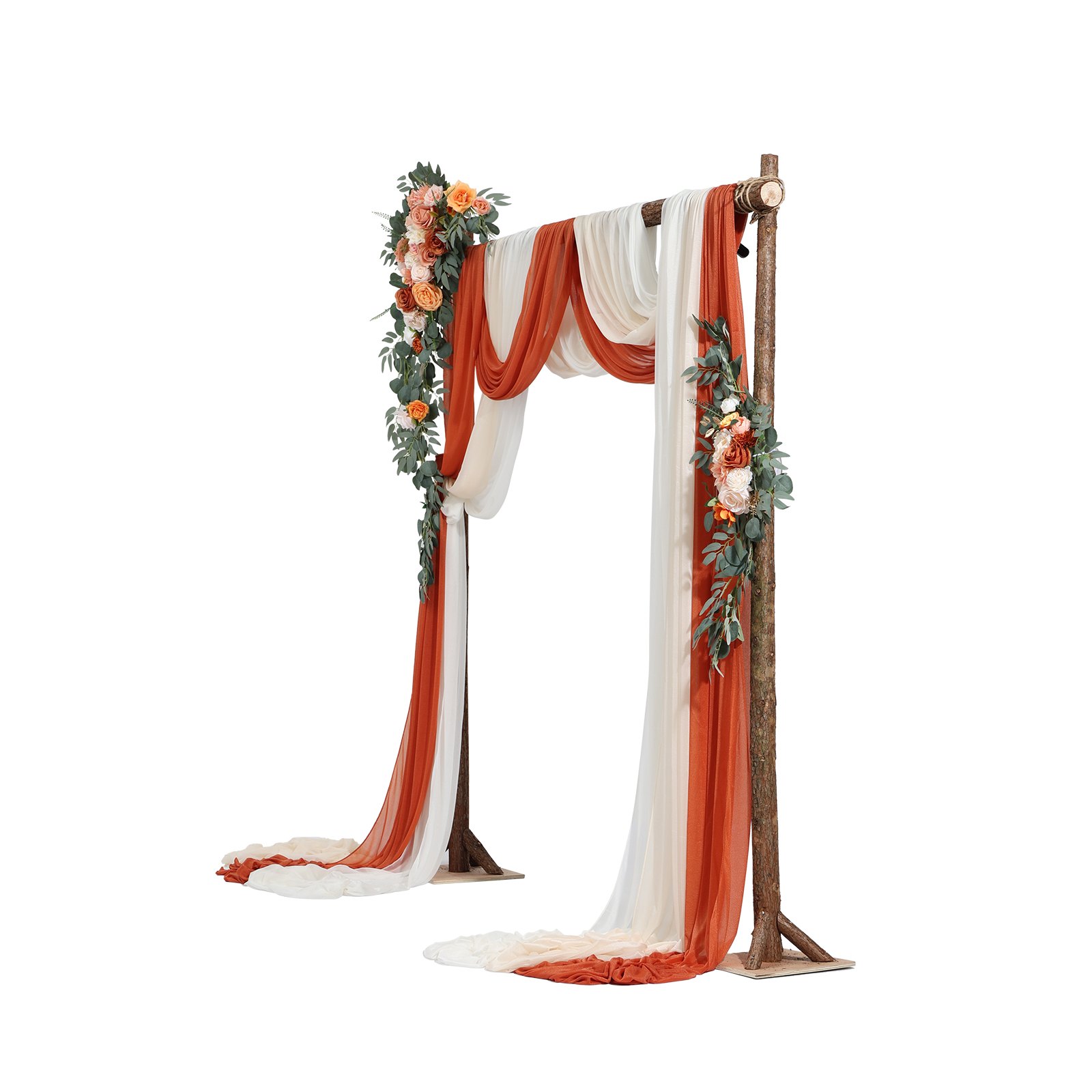 VEVOR Wedding Arch, oranje bloemen voor trouwboog met gordijnen (5-pack) - 2 bloemstukken, 3 transparante gordijnen, voor ceremonieboeketten, receptiedecoratie