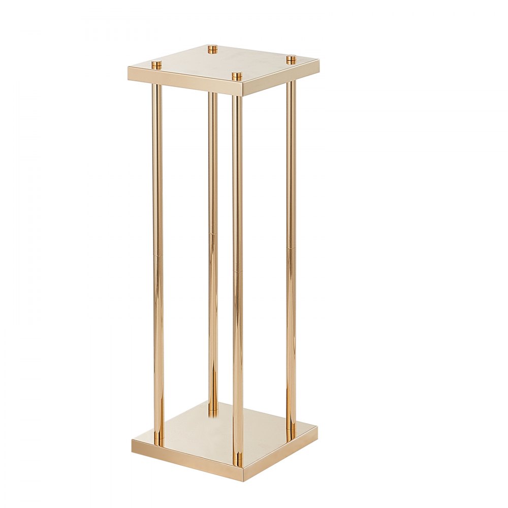 VEVOR Set van 4 vierkante bloemenkrukken 20x20x60cm Bloemenstandaard IJzeren bijzettafel Moderne bloemenzuil Goudkleurige galvanische plantenkruk Plantenstandaard Metalen standaard voor decoratie van bars, hotels en cafés