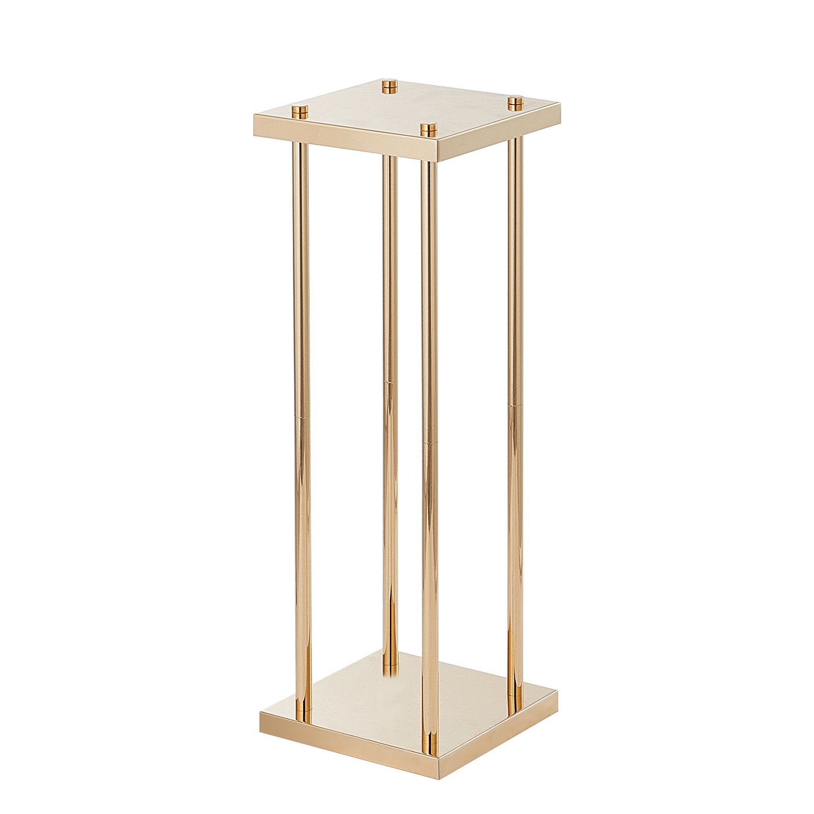 VEVOR Set van 4 vierkante bloemenkrukken 20x20x60cm Bloemenstandaard IJzeren bijzettafel Moderne bloemenzuil Goudkleurige galvanische plantenkruk Plantenstandaard Metalen standaard voor decoratie van bars, hotels en cafés
