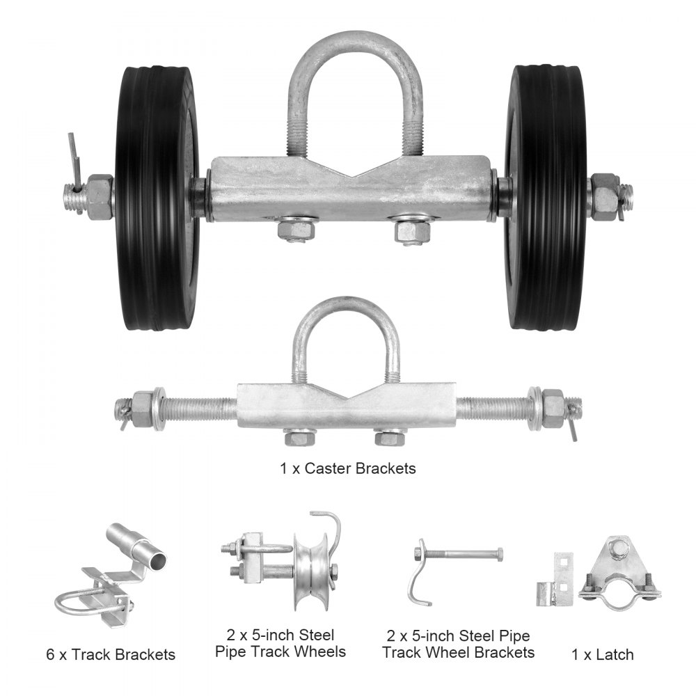 VEVOR Schuifpoortset, 146 mm Roldeur Hardware Kit Type C, Wieldrager met twee 146 mm wielbeugels, Zware Schuifpoortrollen voor Connect Rails Deurkozijnen, Schuifpoortgeleiderol, 272 kg