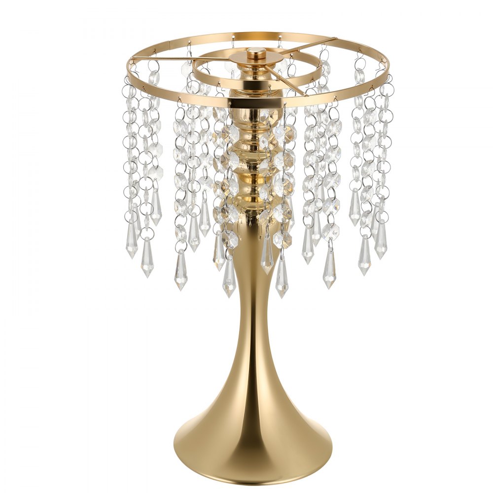 VEVOR 20 stuks trouwvazen, bloemvazen ​​voor bruiloften, 33,5 cm hoog, metalen bloemvazen ​​met bloemenstandaard, kristallen decoratie, tafelvazen ​​voor bruiloften, feesten, jubilea en ceremonies, goudkleurig