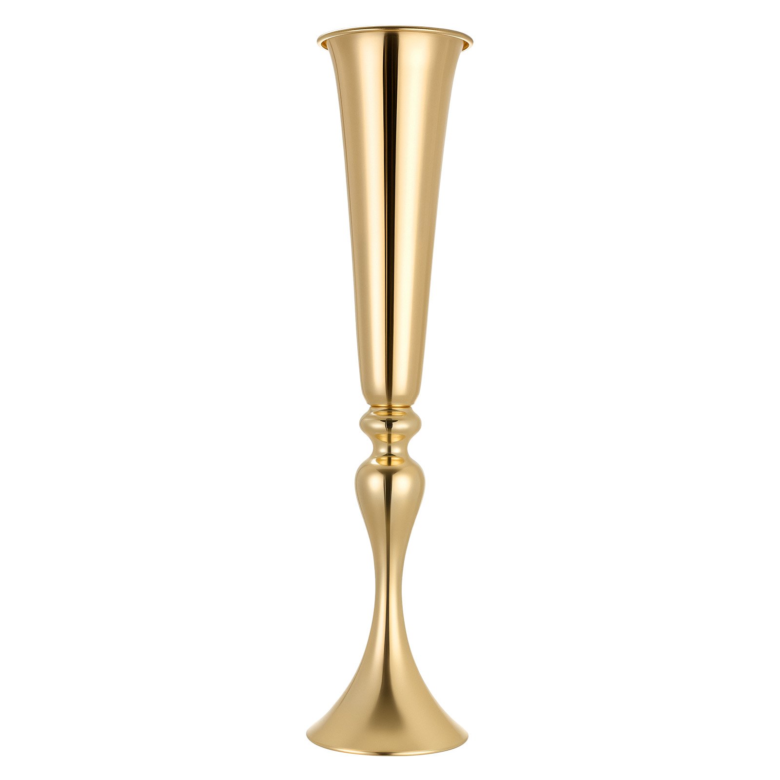 VEVOR 12 stuks trouwvazen, bloemvazen ​​voor bruiloften, 55 cm hoog, metalen bloemvazen ​​met standaard, trompetvazen ​​als tafeldecoratie voor bruiloften, feesten, jubilea en ceremonies, goudkleurig