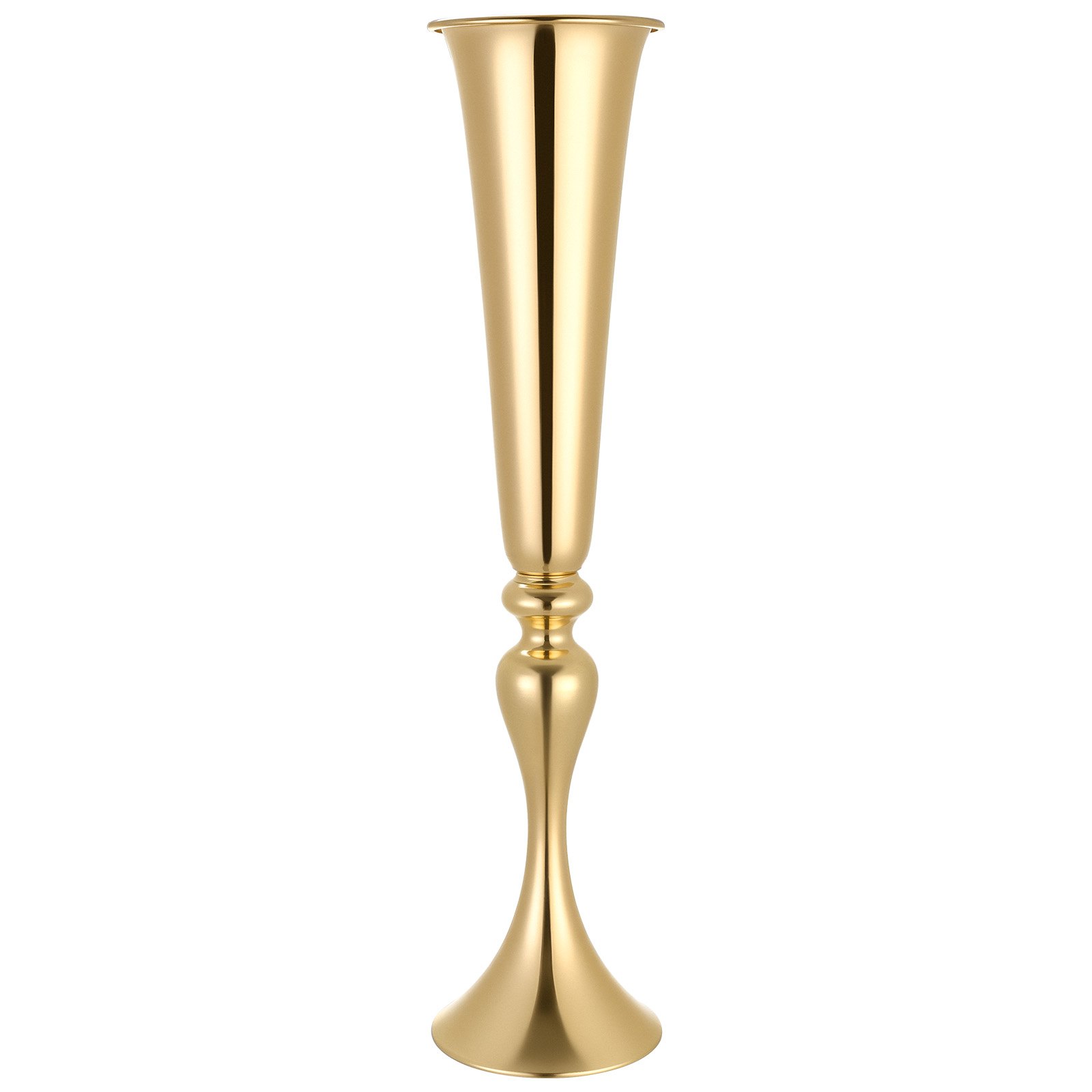 VEVOR 12 stuks trouwvazen, bloemvazen ​​voor bruiloften, 55 cm hoog, metalen bloemvazen ​​met standaard, trompetvazen ​​als tafeldecoratie voor bruiloften, feesten, jubilea en ceremonies, goudkleurig
