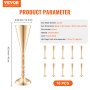 VEVOR 10PCS 43cm/16.9” Tall Wedding Flower Vase, Metal Wedding Trumpet Centerpiece, Gold Floral Stand Display Rack for Tables Wedding Dinner Party, Anniversary Ceremony Birthday Event Decor